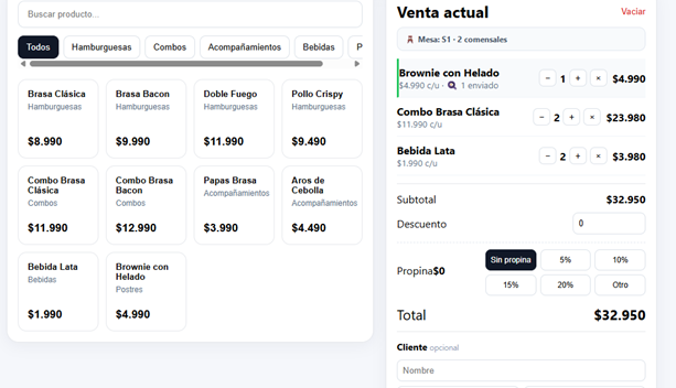 Funciones de ventas y operación de FoodClick